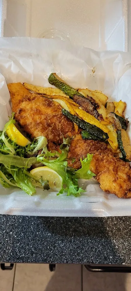 Haddock Mix Yellow Squash and Zucchini Smashed Baby Potatoes